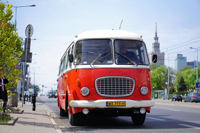Warsaw City Sightseeing in a Retro Bus - Hopping aboard the Jelcz bus outside the Palace of Culture and Science