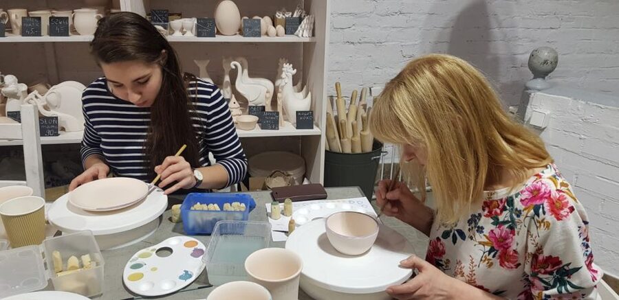 Warsaw: Pottery Decorating Ceramic Workshop - Hands-on pottery: decorating your vessel with practice testers