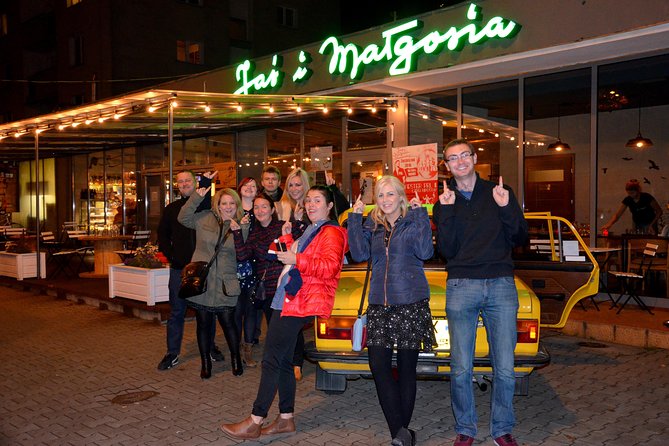 Warsaw Vodka Night Private Tour by Retro Fiat - Palace of Culture and Science at night: the big photo stop